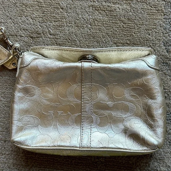 Coach Shimmering Gold Wristlet - Picture 2 of 11